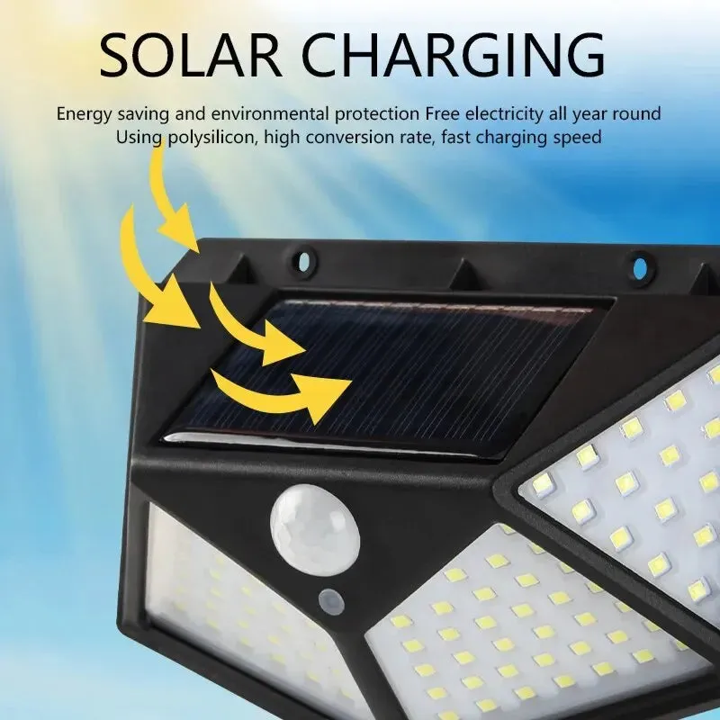 100led Solar Wall Lamp Waterproof Motion Sensor Solar Powered Street Lamp for Garden Railing Decoration