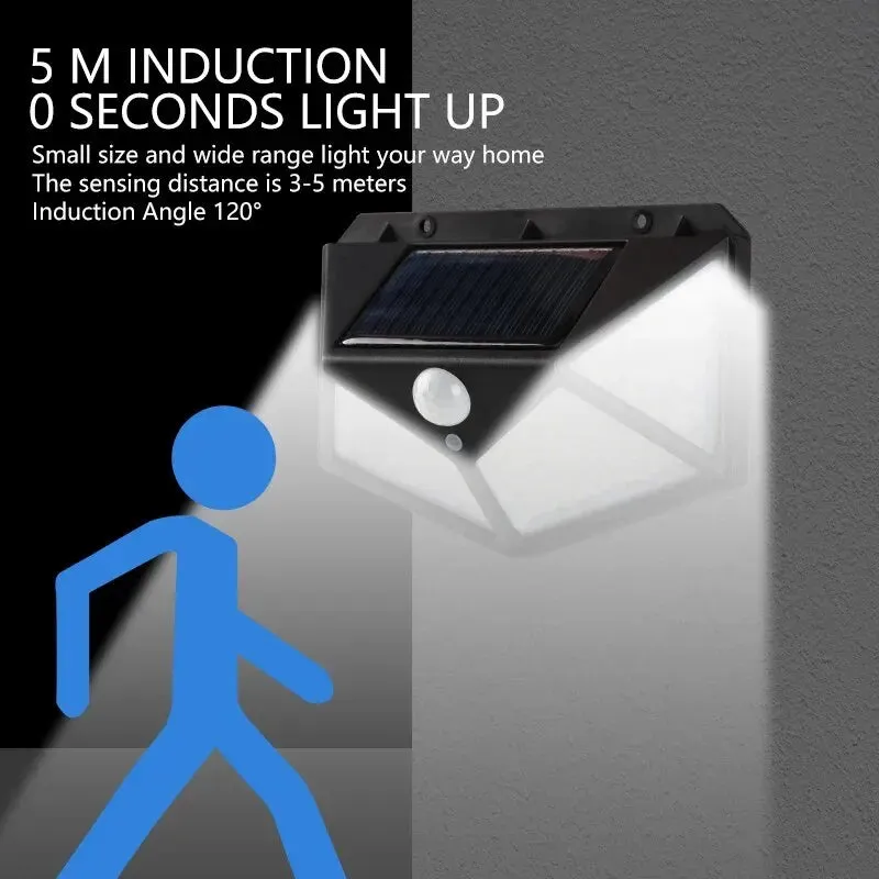100led Solar Wall Lamp Waterproof Motion Sensor Solar Powered Street Lamp for Garden Railing Decoration