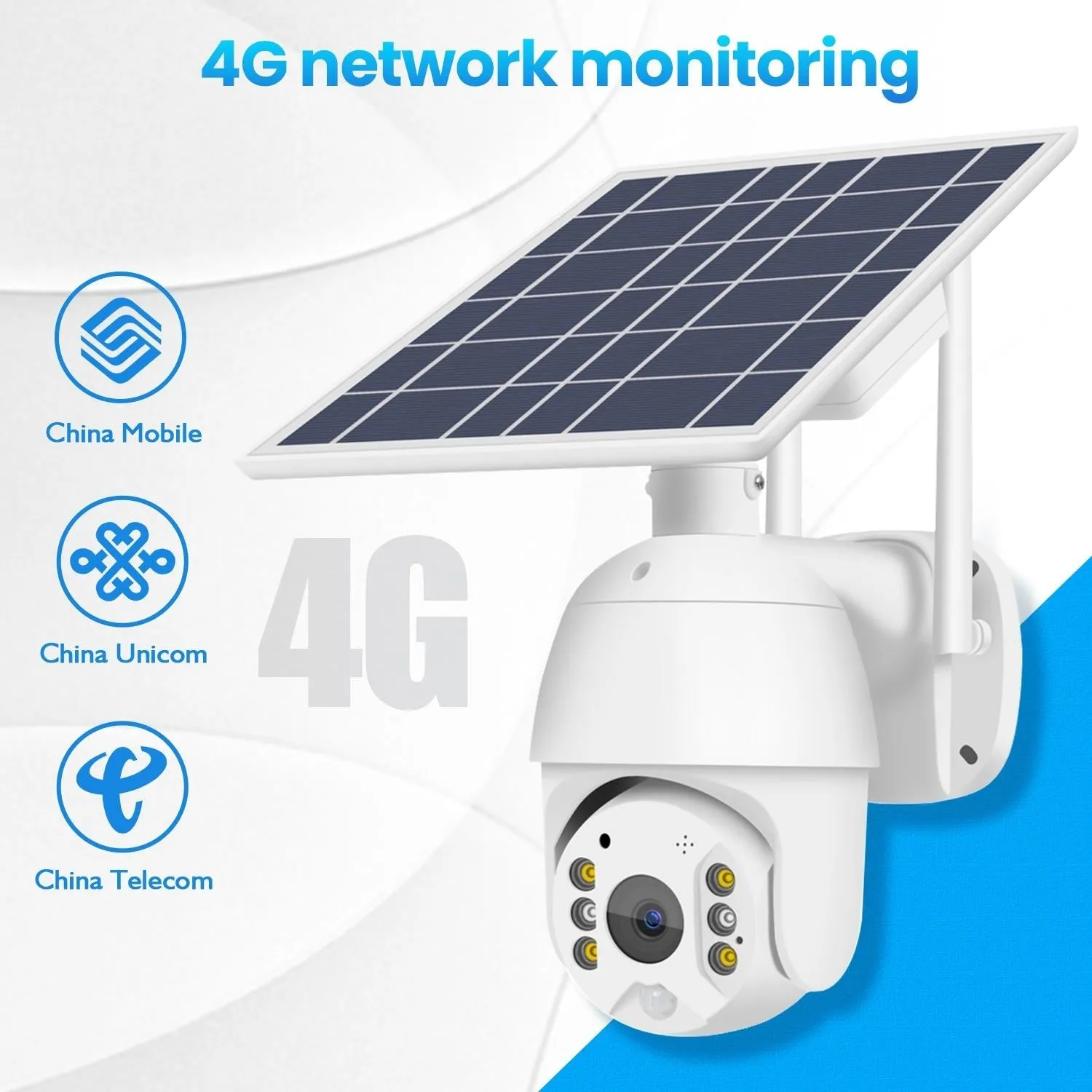 1080P Full Hd Solar Powered Wifi Camera Support Pir Alarm Night Vision Two Way Audio Tf Card