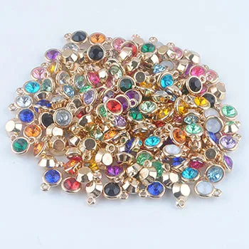 12pcs/lot mixed Birthstone charms 11mm Acrylic gold pendant for Diy Personalized Necklace and Bracelet Free shipping XY160419