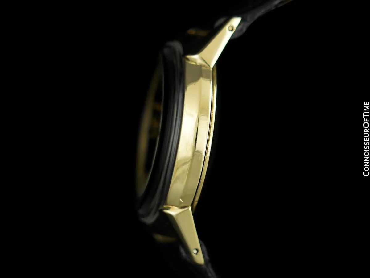 1954 LeCoultre Futurematic Vintage Mens Black Dial Watch - Solid 14K Gold