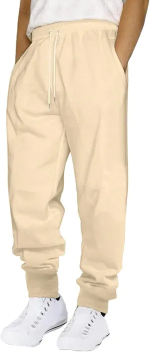 2024 Cargo Sweatpants for Men Stylish Fleece Joggers Pants Elastic Waist Baggy Drawstring Trousers Bottoms with Pockets