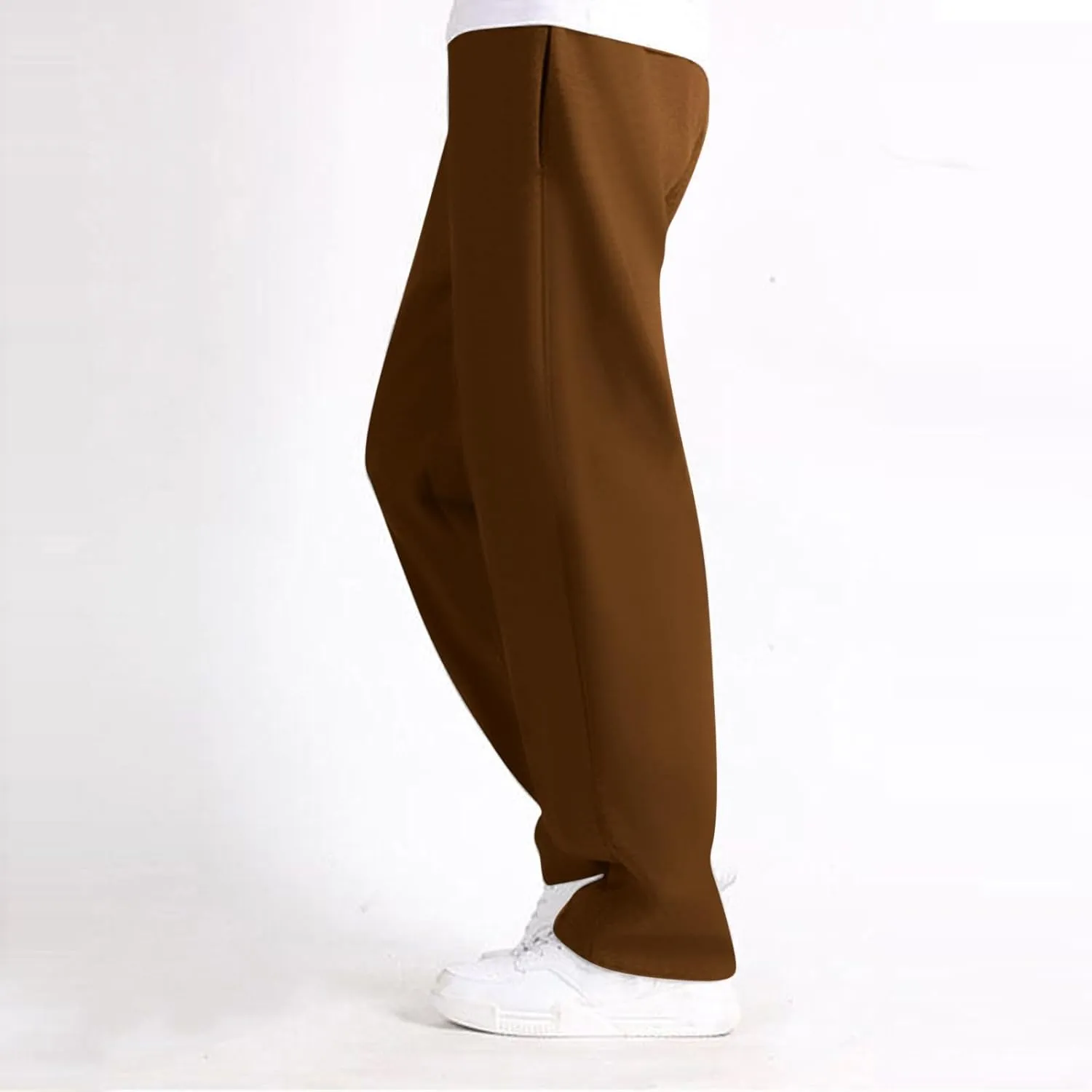 2024 Men's Cargo Sweatpants Stylish Casual Fleece Joggers Loose Fit Open Bottom Athletic Trousers for Men with Pockets