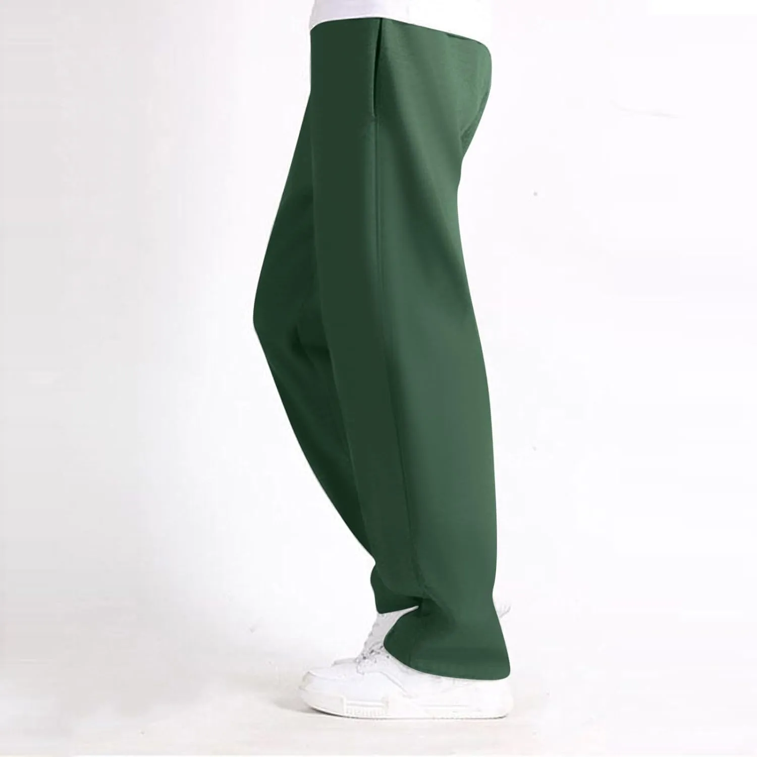 2024 Men's Cargo Sweatpants Stylish Casual Fleece Joggers Loose Fit Open Bottom Athletic Trousers for Men with Pockets