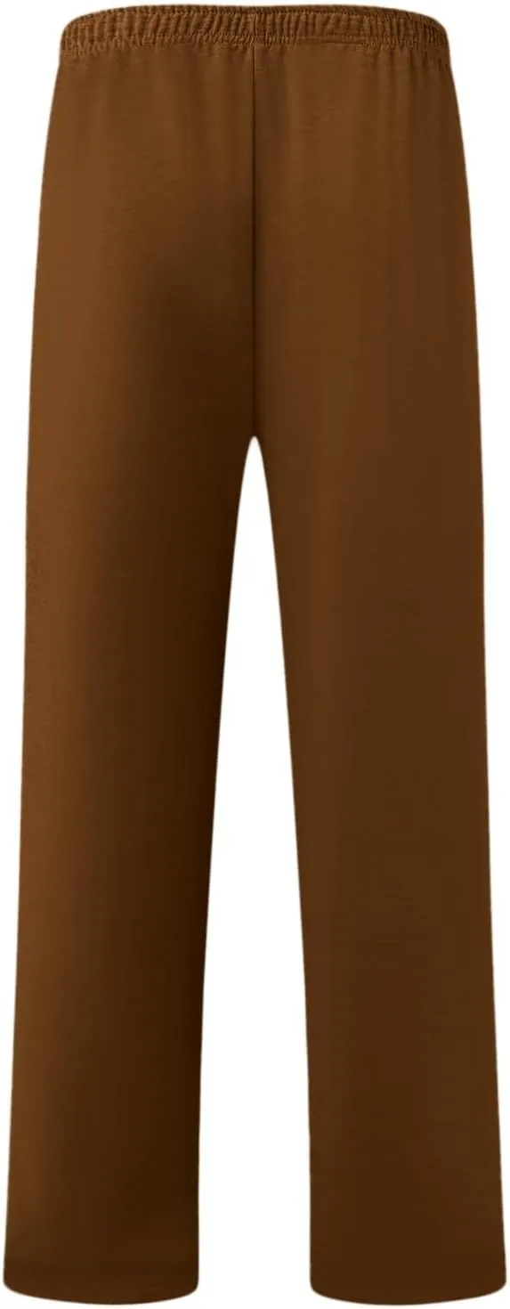 2024 Men's Cargo Sweatpants Stylish Casual Fleece Joggers Loose Fit Open Bottom Athletic Trousers for Men with Pockets