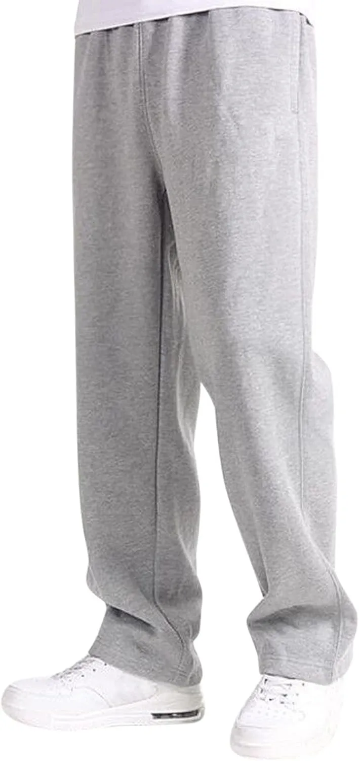 2024 Men's Cargo Sweatpants Stylish Casual Fleece Joggers Loose Fit Open Bottom Athletic Trousers for Men with Pockets