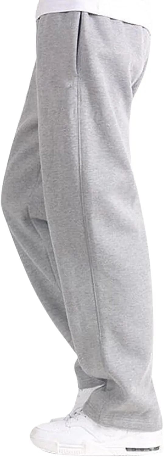 2024 Men's Cargo Sweatpants Stylish Casual Fleece Joggers Loose Fit Open Bottom Athletic Trousers for Men with Pockets