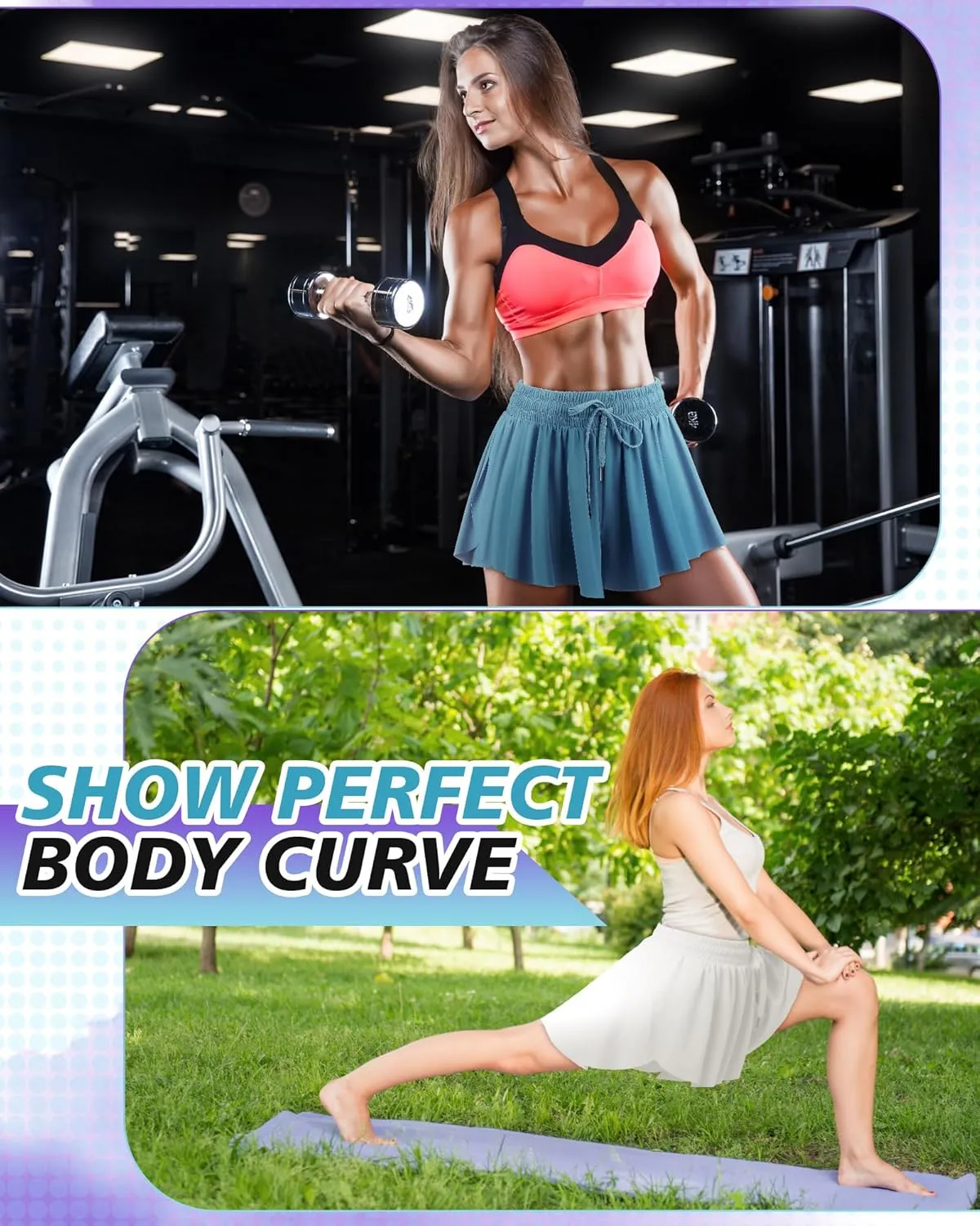 3 Pcs Flowy Running Shorts for Women 2 in 1 Butterfly Shorts with Pockets Spandex Liner Athletic Workout
