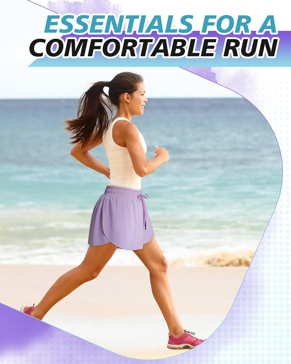 3 Pcs Flowy Running Shorts for Women 2 in 1 Butterfly Shorts with Pockets Spandex Liner Athletic Workout