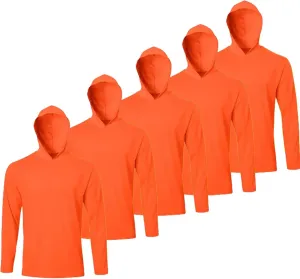 5 Pack Mens Long Sleeve Sun Protection Hooded Shirt Quick Dry Lightweight &Comfortable for Athletic Work Out Rash Guard