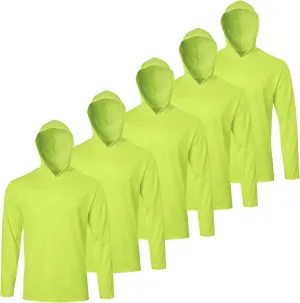 5 Pack Mens Long Sleeve Sun Protection Hooded Shirt Quick Dry Lightweight &Comfortable for Athletic Work Out Rash Guard