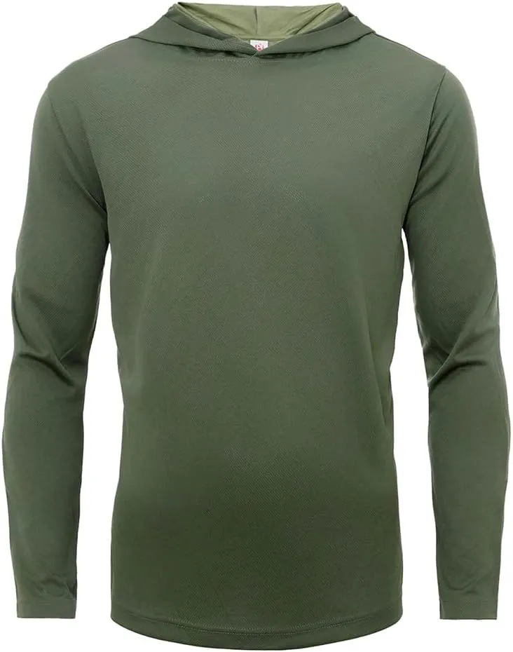 5 Pack Mens Long Sleeve Sun Protection Hooded Shirt Quick Dry Lightweight &Comfortable for Athletic Work Out Rash Guard
