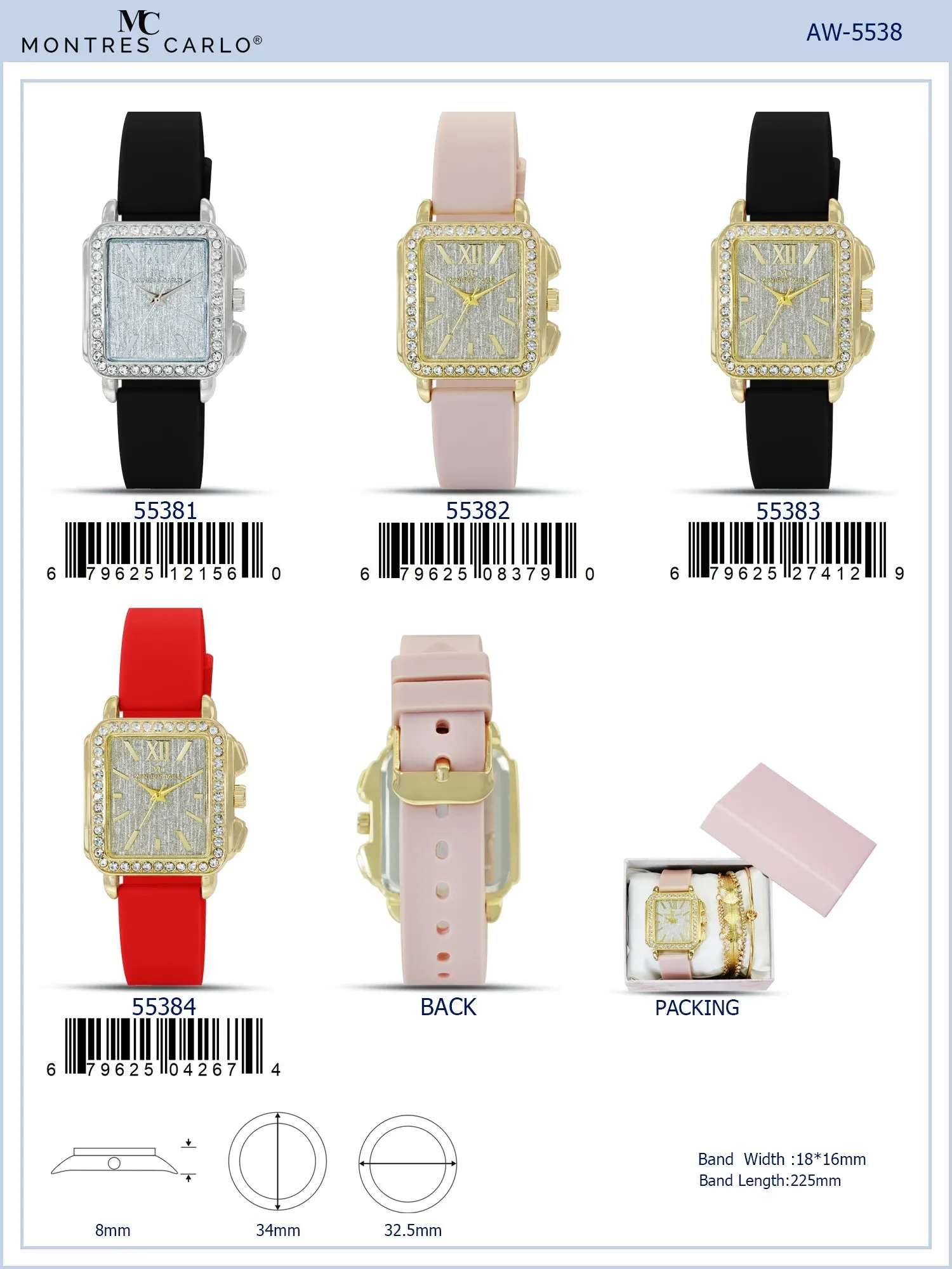 5538 - Montres Carlo Jewlery Gift Box with PU Band Watch