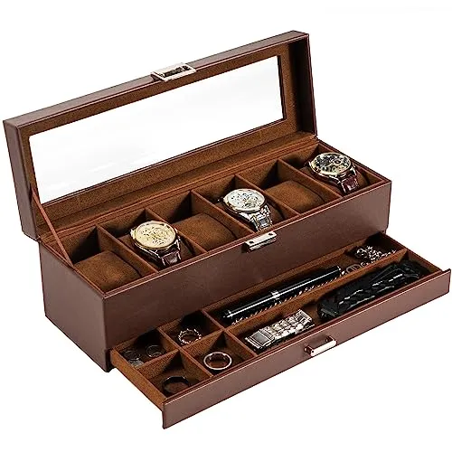 6 Slot Watch Box with Drawer