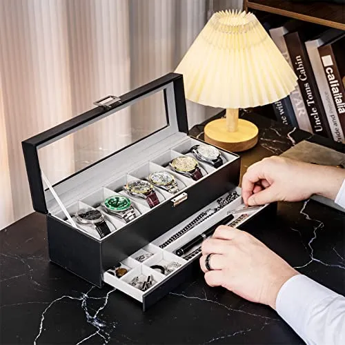 6 Slot Watch Box with Drawer