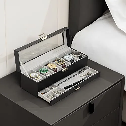 6 Slot Watch Box with Drawer