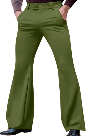 70s Disco Pants for Men Mens Bell Bottom Dress Pants Stylish Dancing Stage Performance Pants Flat Front Stretch Pants