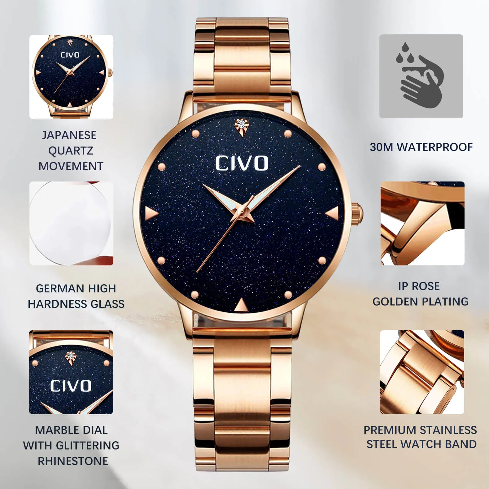 8002C | Quartz Women Watch | Stainless Steel Band