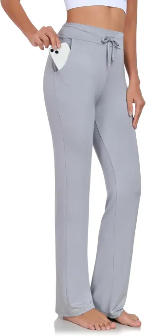 ADANIKI Womens Yoga Pants with Pockets Straight-Leg Loose Comfy Modal Drawstring Lounge Running Long Active Casual Sweatpants