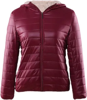 Adhdyuud Women Hooded Warm Coats Winter Slim Cotton Padded Basic Jacket Short Zipper White Duck Down Parka