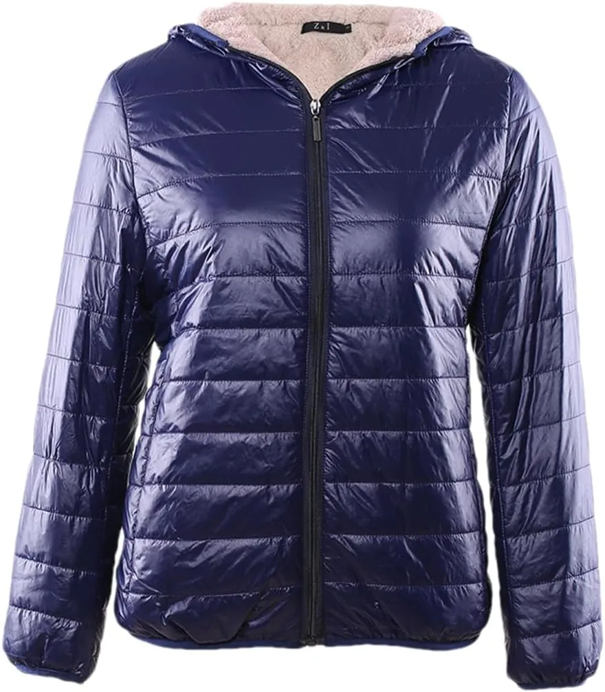Adhdyuud Women Hooded Warm Coats Winter Slim Cotton Padded Basic Jacket Short Zipper White Duck Down Parka