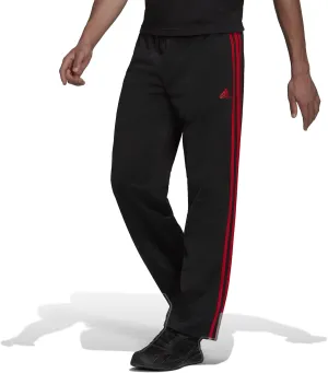 adidas Men's Essentials Warm-up Open Hem 3-stripes Tracksuit Bottoms, Black/Scarlet, 3X-Large Big