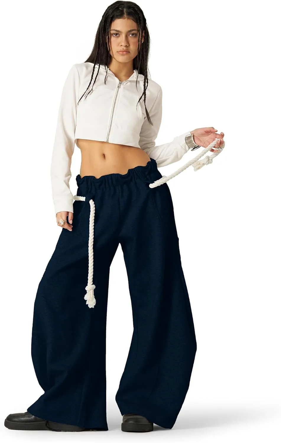 Aelfric Eden Baggy Wide Leg Pants for Women Casual Elastic Waist Lantern Trouser Sweatpants