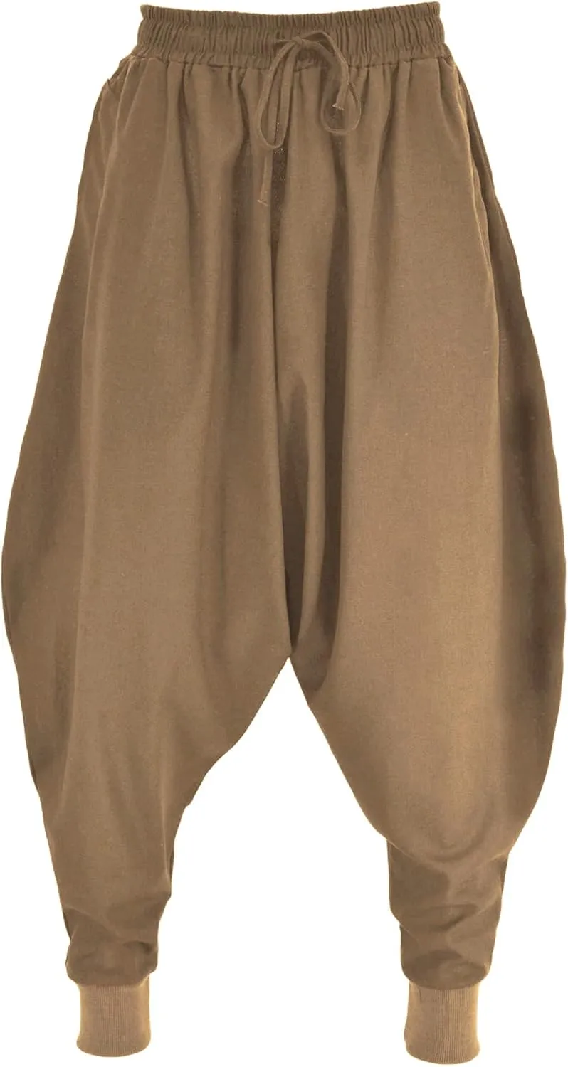 AITFINEISM Men's Drawstring Aladdin Hippie Harem Pants Loose Drop Crotch Trousers