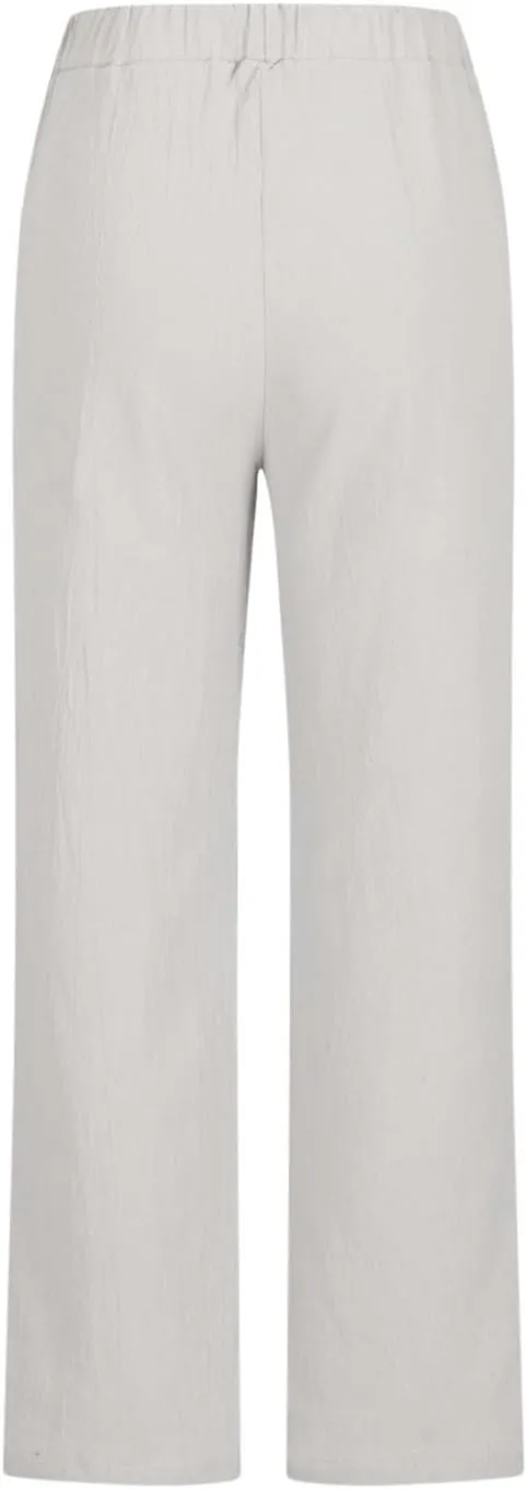 Akklian Women's Summer Cotton Linen Wide Leg Pants Drawstring High Waisted Palazzo Pants Flowy Beach Trousers with Pockets