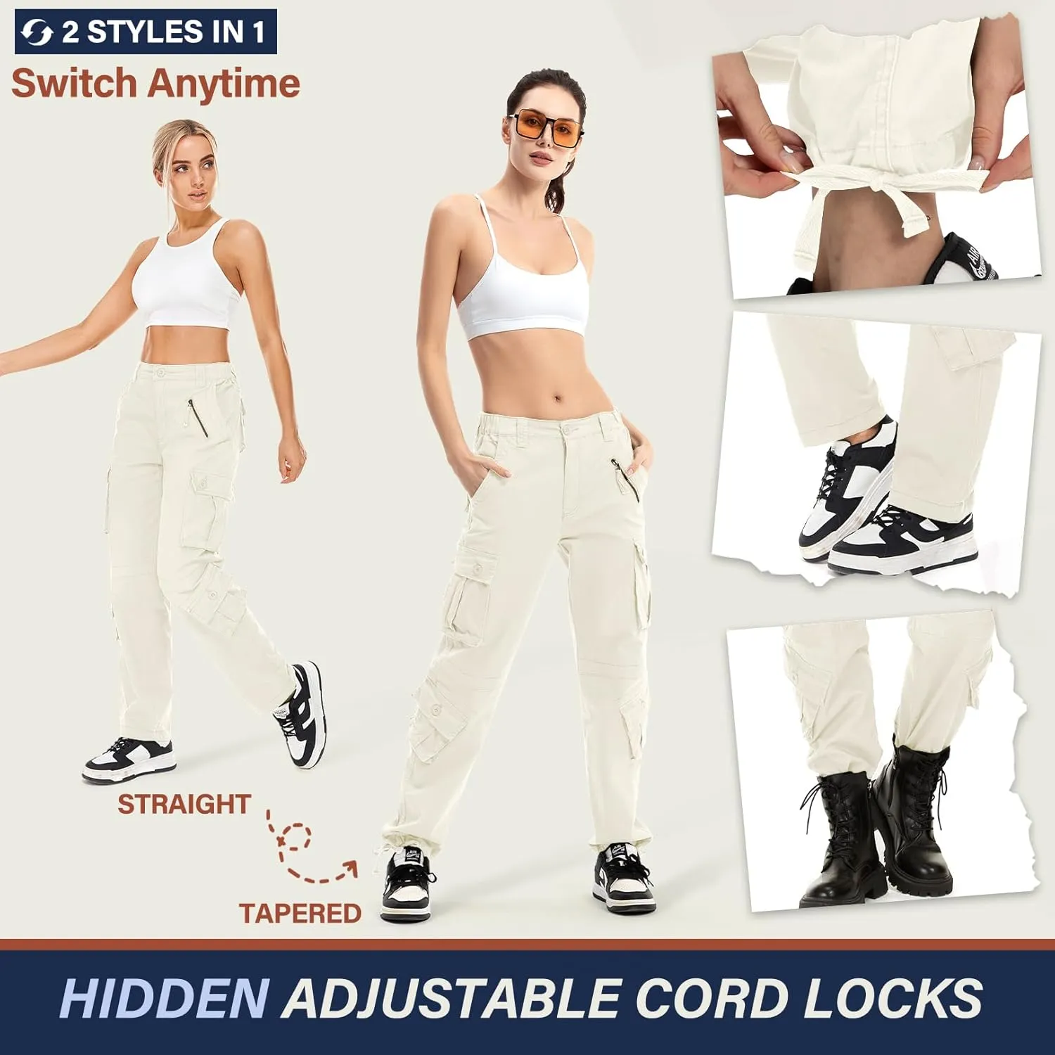Alfiudad Womens Cargo Pants with Pockets, Women's Casual Military Army Hiking Combat Tactical Work Pants Trousers
