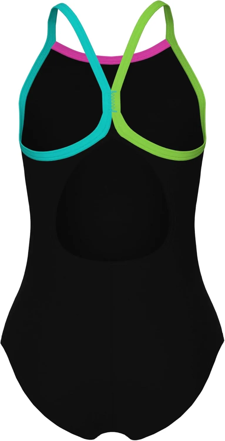 ARENA Feel Girls' Youth Light Drop Back Solid Swimsuit Waterfeel Fabric Comfortable One Piece Suit Pool or Beach