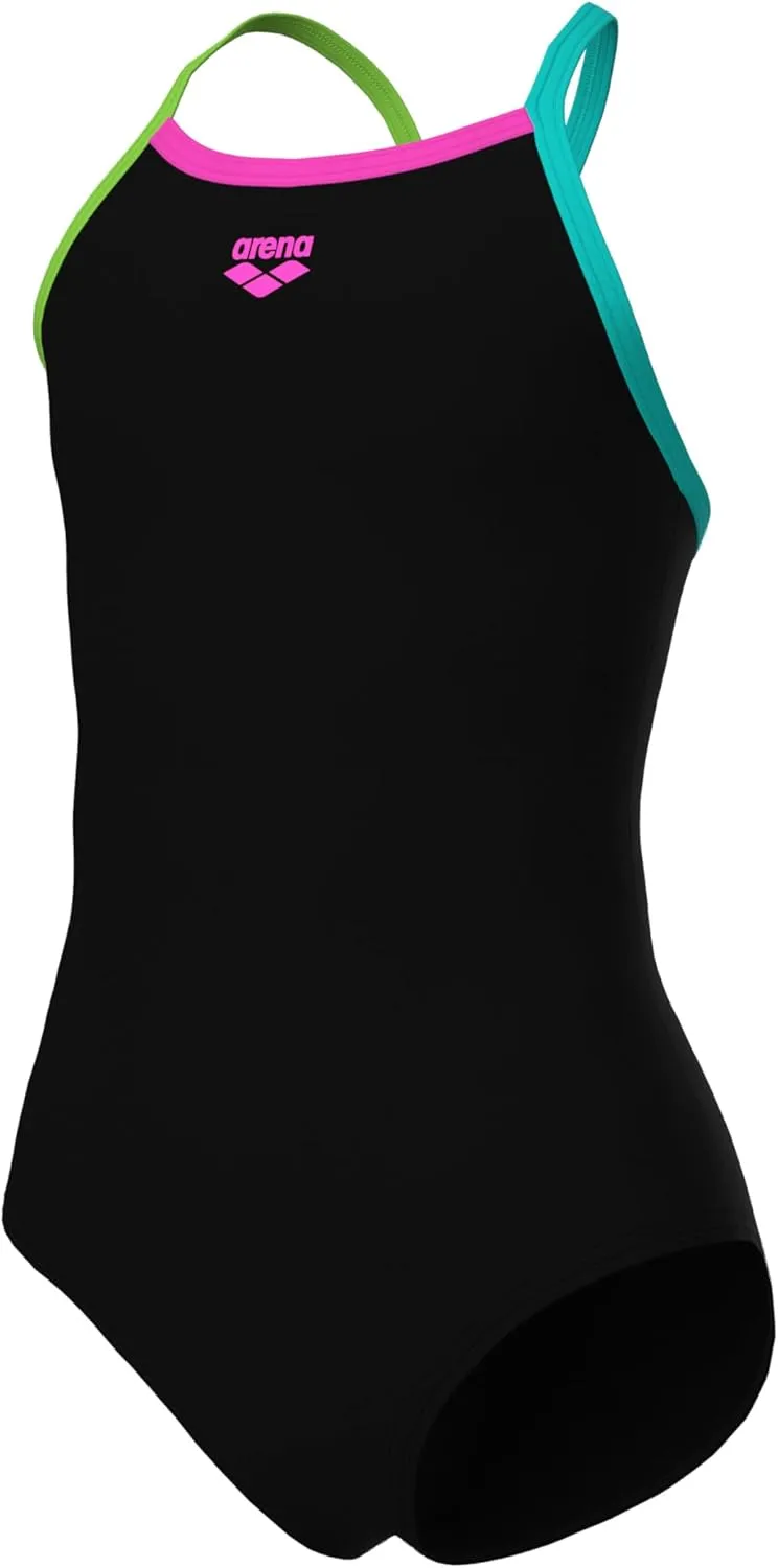 ARENA Feel Girls' Youth Light Drop Back Solid Swimsuit Waterfeel Fabric Comfortable One Piece Suit Pool or Beach