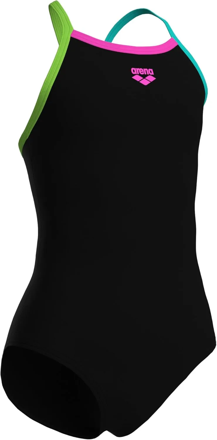 ARENA Feel Girls' Youth Light Drop Back Solid Swimsuit Waterfeel Fabric Comfortable One Piece Suit Pool or Beach