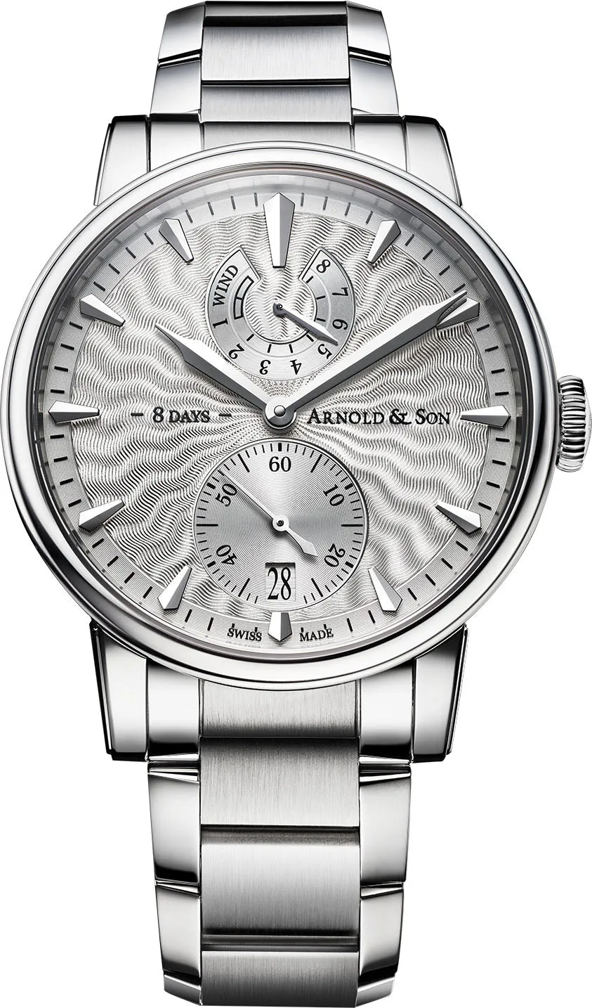 Arnold & Son Watch Eight Day Royal Navy Silver Bracelet