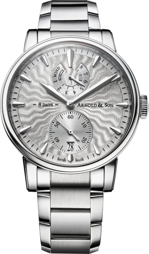 Arnold & Son Watch Eight Day Royal Navy Silver Bracelet