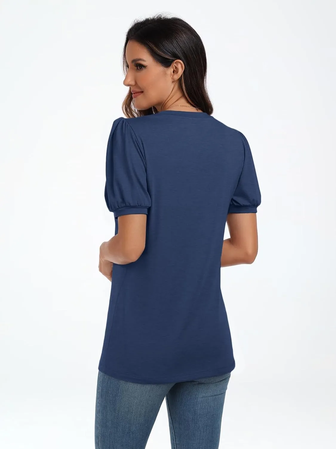 AUTOMET Womens Summer Tops Short Sleeve Shirts Business Casual Outfits Puff Dressy Blouses Spring Clothes 2025