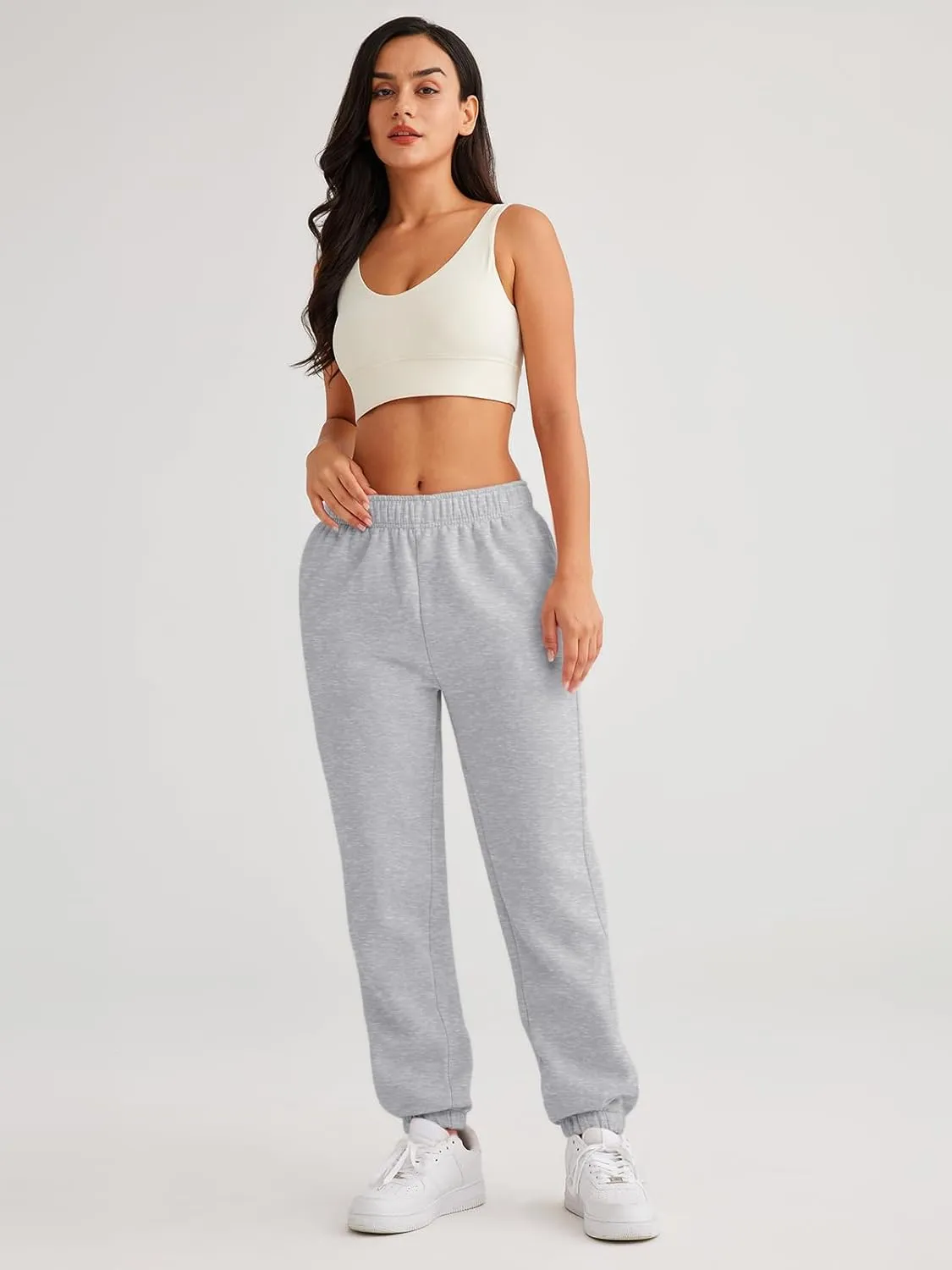 AUTOMET Womens Winter Casual Baggy Fleece Lined Sweatpants Fashion High Waisted Joggers Pants Athletic Clothes with Pockets