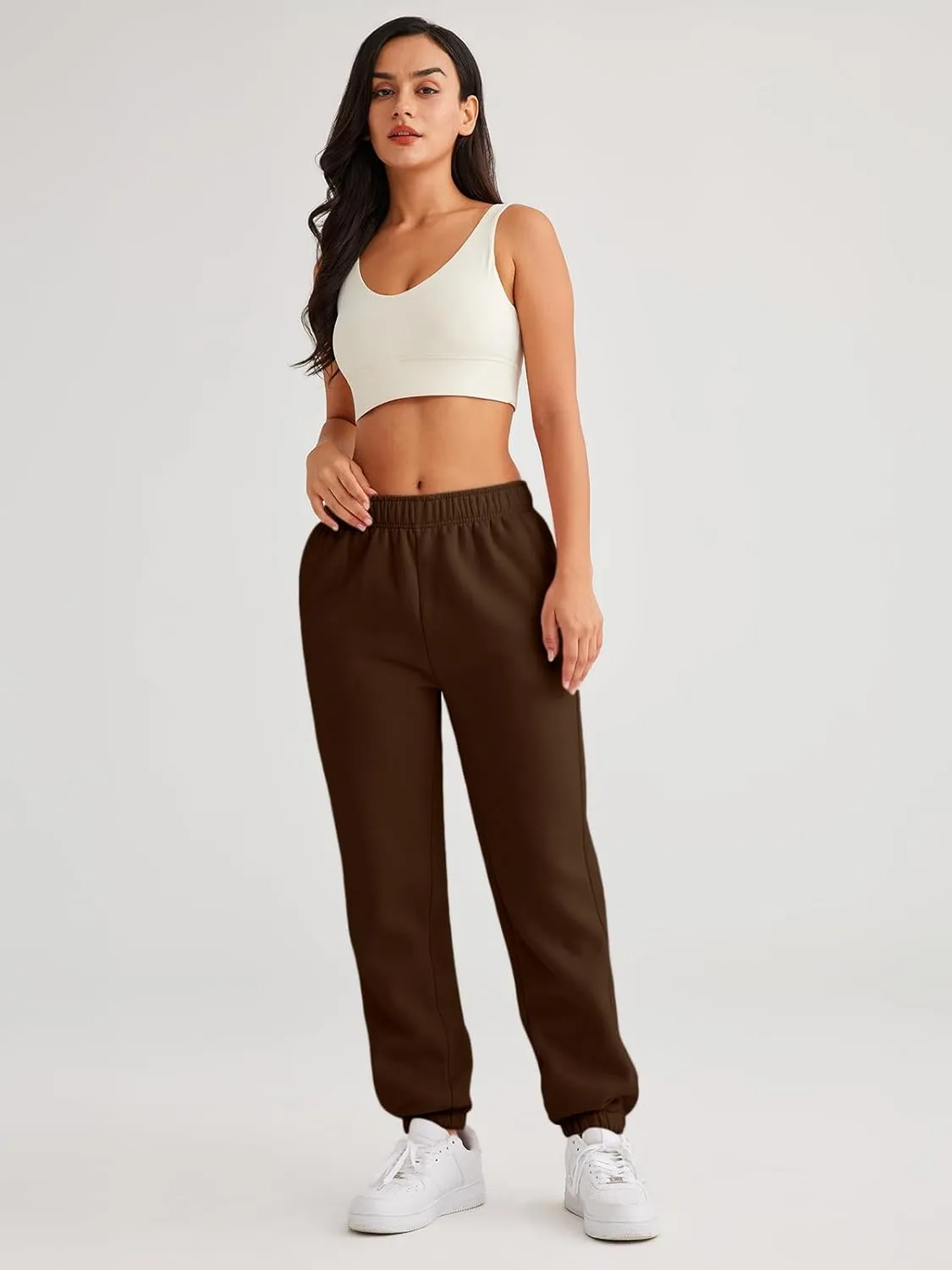 AUTOMET Womens Winter Casual Baggy Fleece Lined Sweatpants Fashion High Waisted Joggers Pants Athletic Clothes with Pockets
