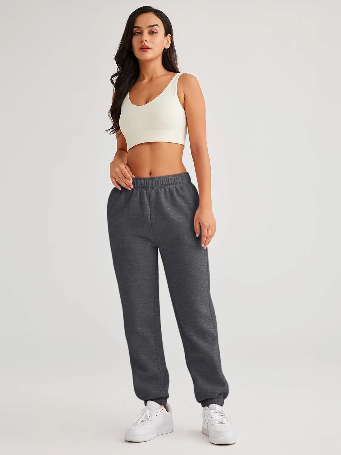 AUTOMET Womens Winter Casual Baggy Fleece Lined Sweatpants Fashion High Waisted Joggers Pants Athletic Clothes with Pockets