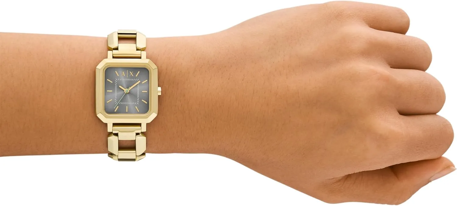 AX Armani Exchange Women's Watch, Square Watch for Women with Stainless Steel or Leather Band