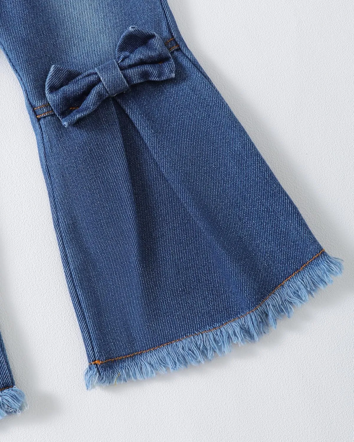 Baby Girl Clothes Toddler Girl Outfits Kids Puff Sleeve Shirt Top Flare Denim Pants Jeans Clothing for Little Girls