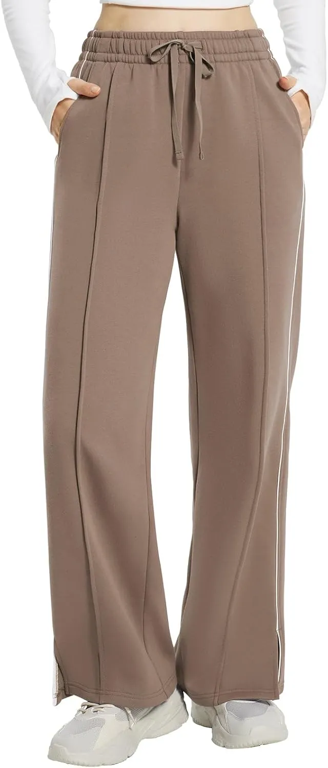 baleaf Womens Fleece Lined Wide Leg Sweatpants Drawstring Sweat Pants with Pockets Athletic Track Fall Winter