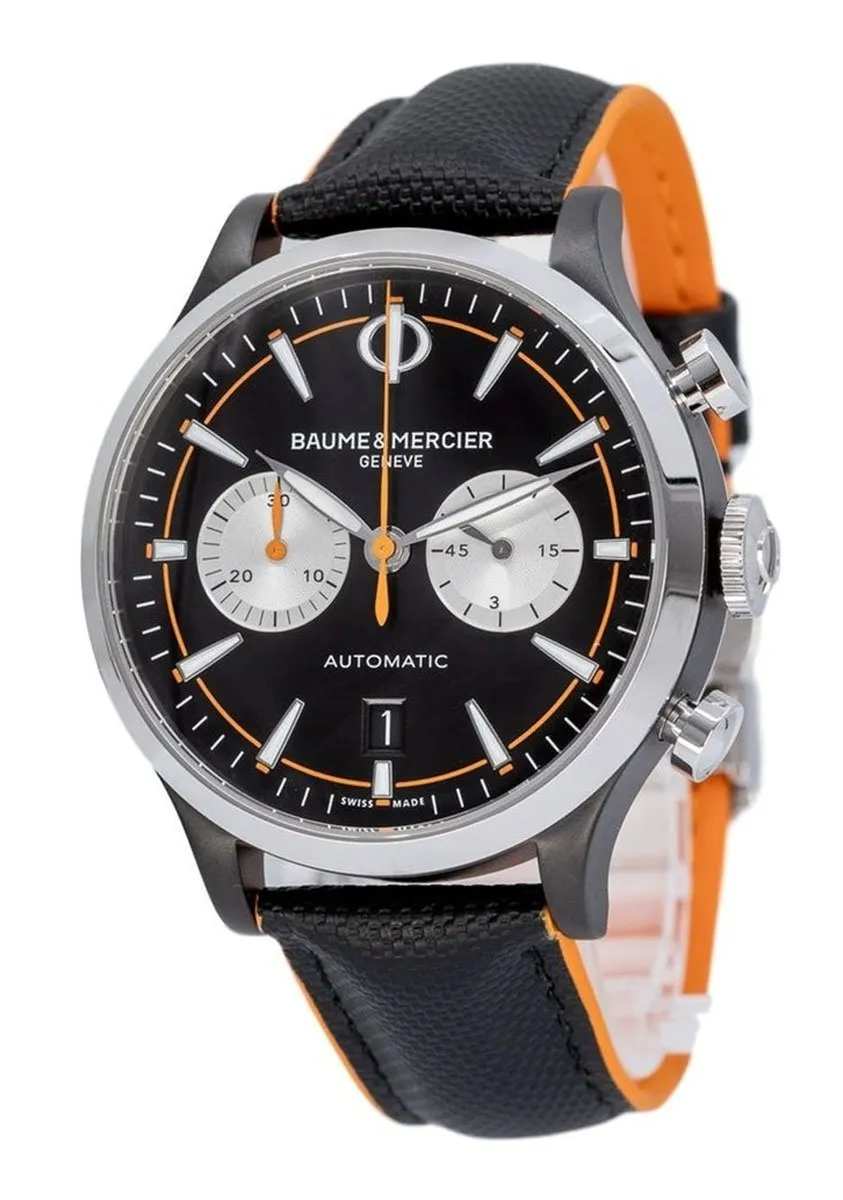 Baume & Mercier Capeland Automatic Chronograph Steel Leather Mens Watch M0A10451