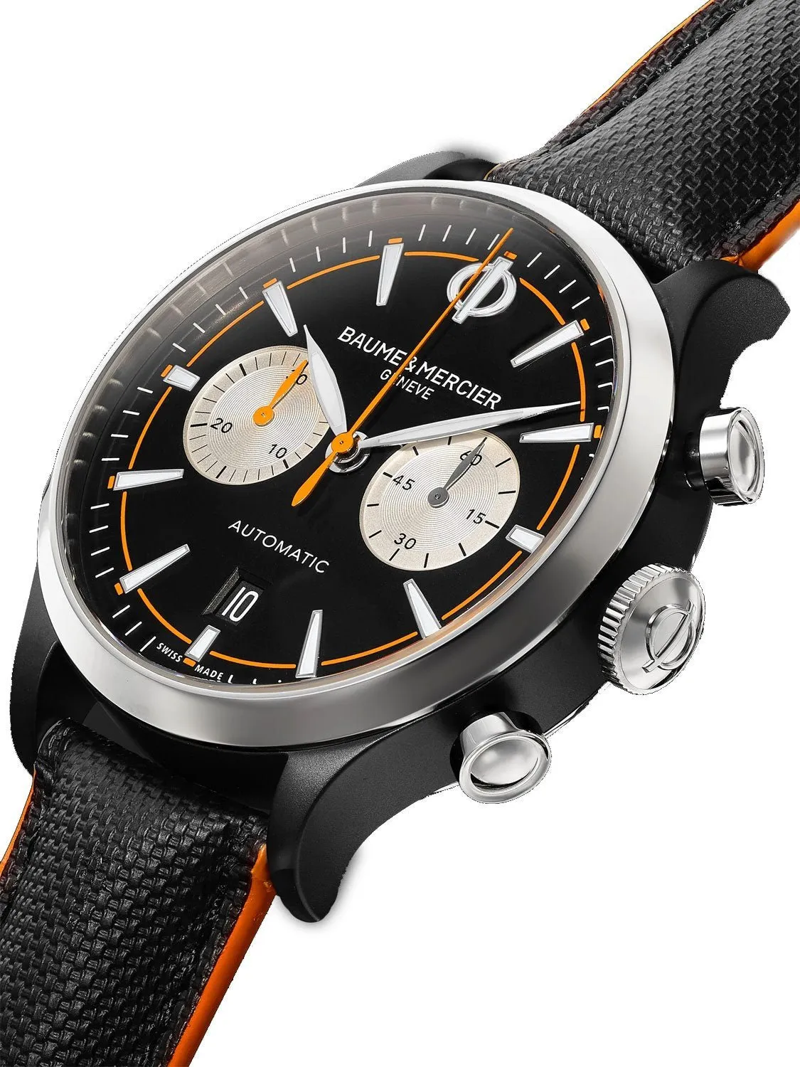 Baume & Mercier Capeland Automatic Chronograph Steel Leather Mens Watch M0A10451