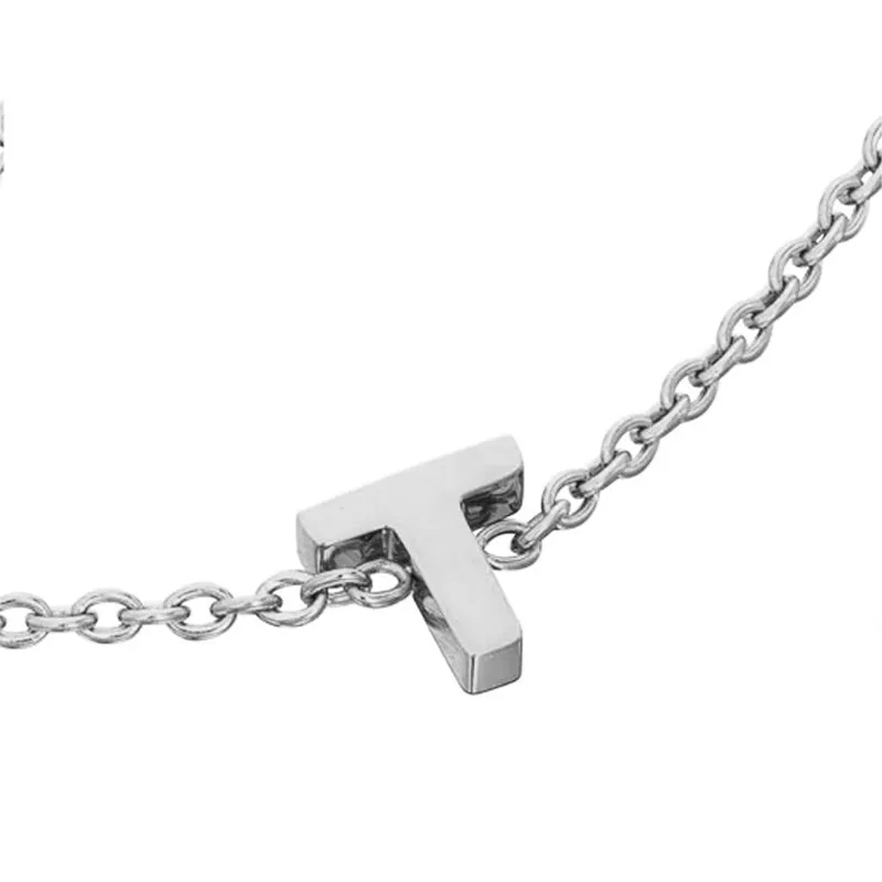 Birthstone & Little Luxe Letter Bracelet (Silver)