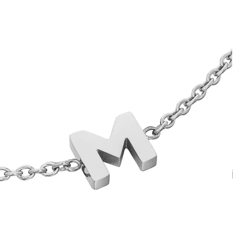 Birthstone & Little Luxe Letter Bracelet (Silver)