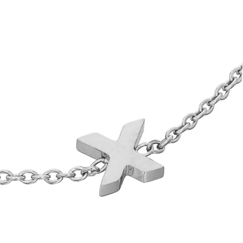 Birthstone & Little Luxe Letter Bracelet (Silver)