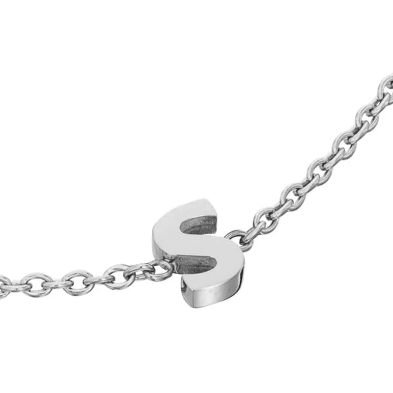 Birthstone & Little Luxe Letter Bracelet (Silver)