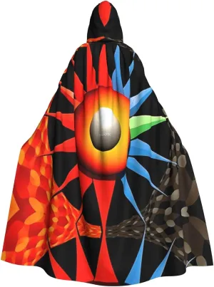 black hooded cloak with full-print design - comfortable & durable, perfect for halloween, cosplay, theme parties - cloak with hood for men & women