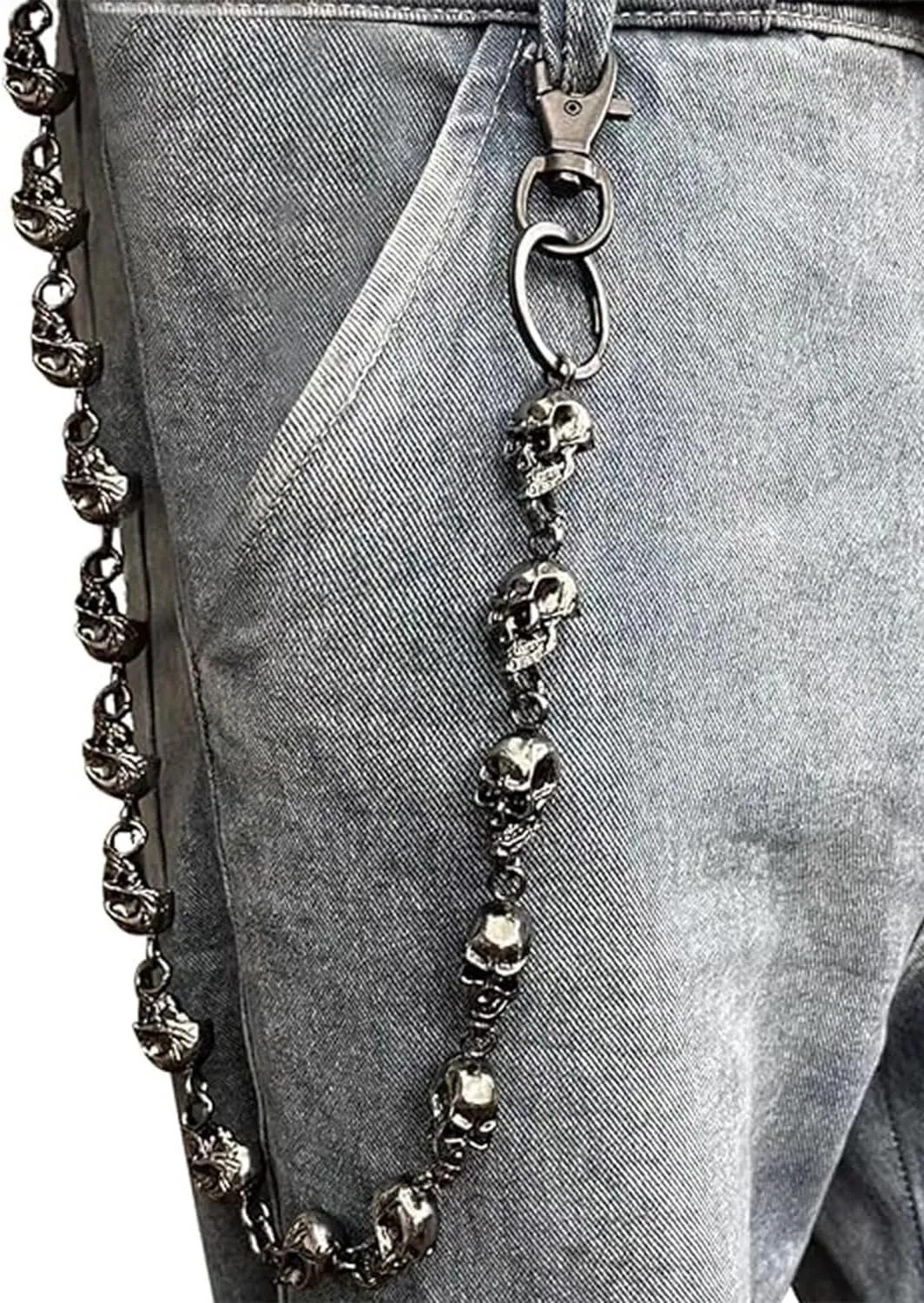 BOMPOW Pants Chain Skull Chains Biker Jean Pocket Chain Unisex Trouser Chain Wallet Chain Key Chain for Men Hip Hop Emo Clothing Accessories